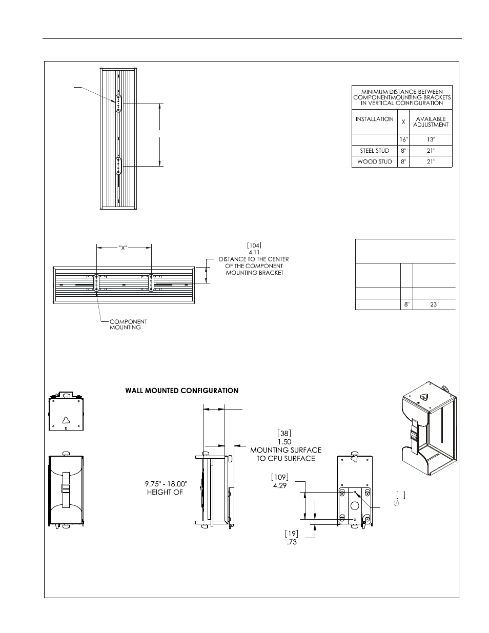 Dimensions, Installation instructions kwt-110 5 | CHIEF KWT110 User Manual | Page 5 / 28