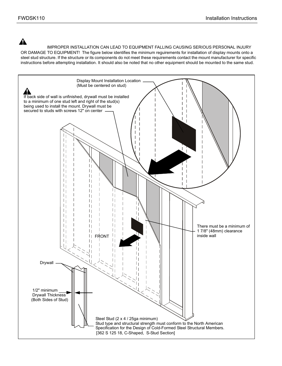 CHIEF FWDSK110 User Manual | Page 4 / 8