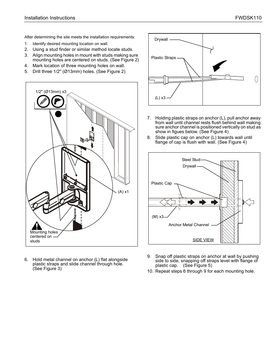 CHIEF FWDSK110 User Manual | Page 5 / 8
