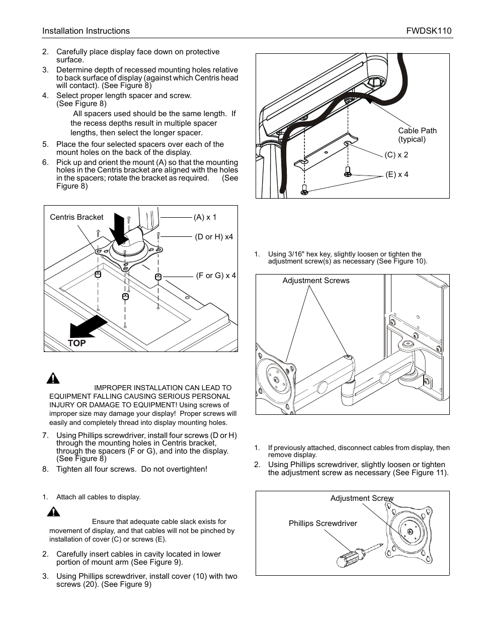 CHIEF FWDSK110 User Manual | Page 7 / 8