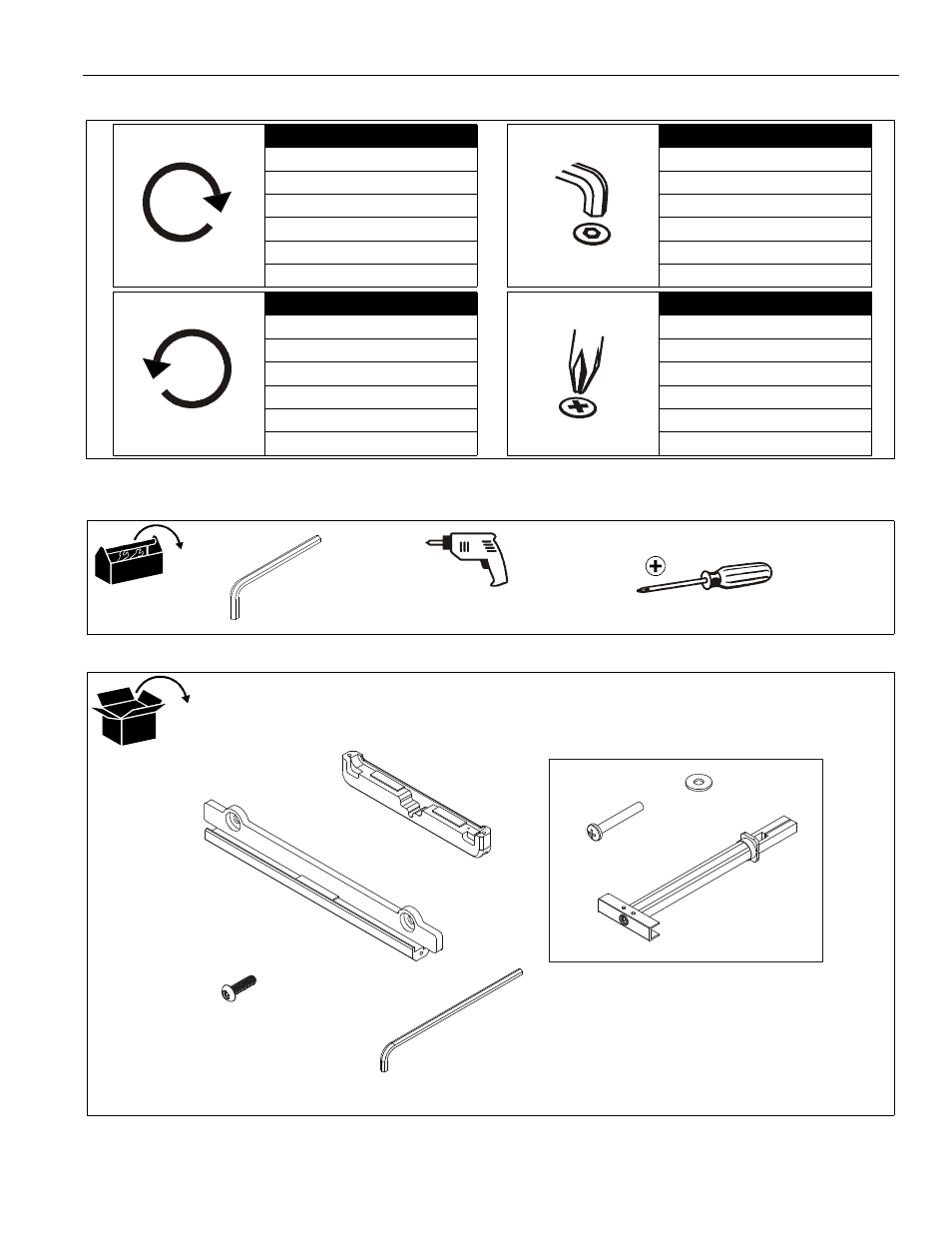 Legend tools required for installation parts | CHIEF FSRI2T User Manual | Page 3 / 8