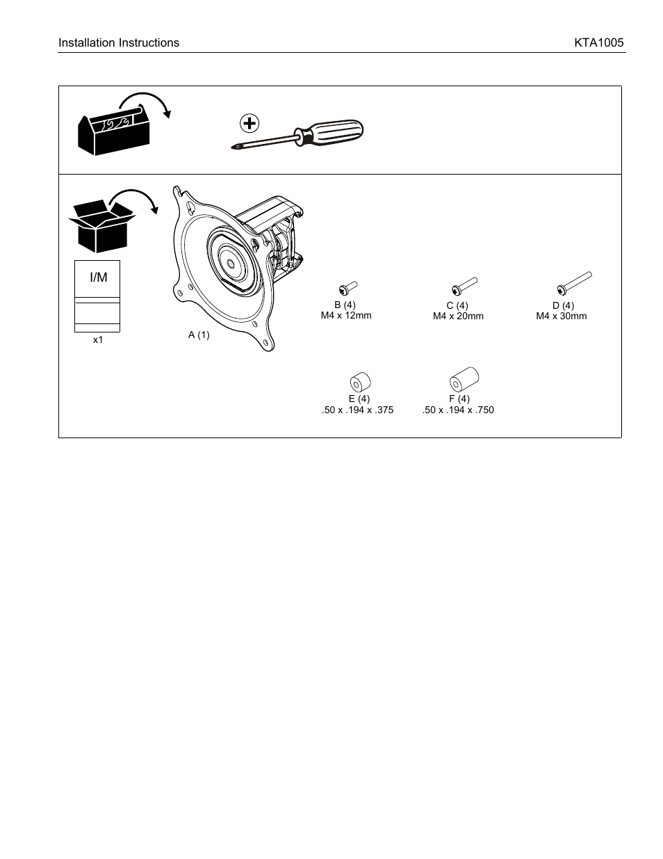 CHIEF KTA1005 Series User Manual | Page 3 / 8