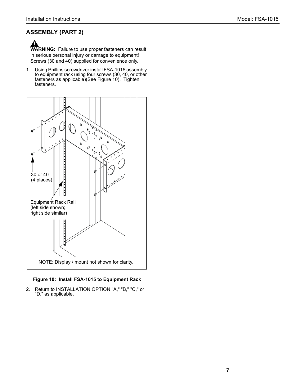 CHIEF FSA1015 User Manual | Page 7 / 8