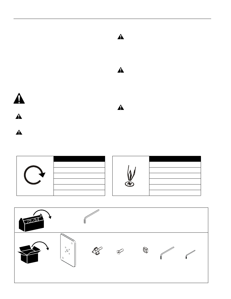 Disclaimer, Important warnings and cautions, Legend required tools and included parts | CHIEF OFB214 User Manual | Page 2 / 4