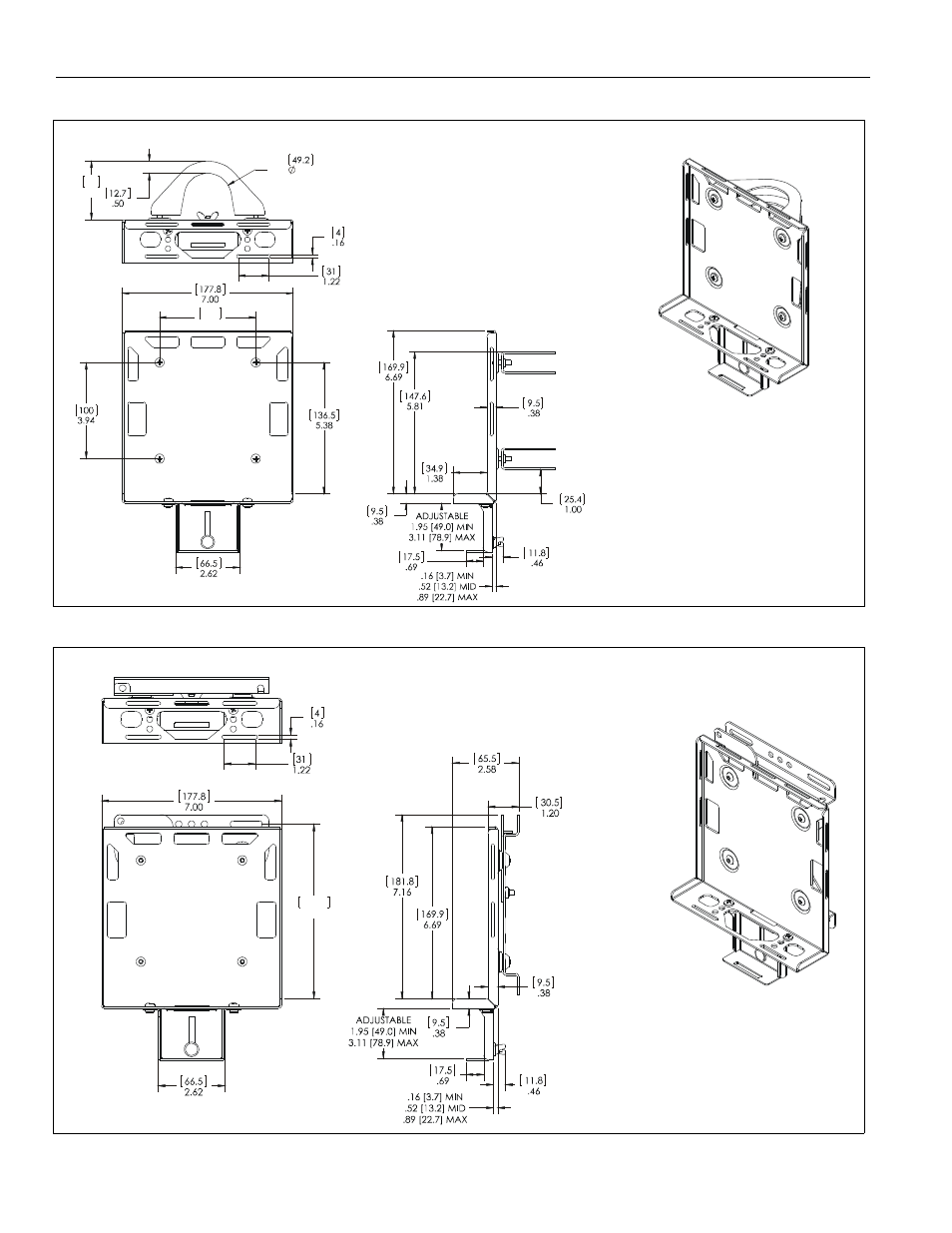 Dimensions (continued) | CHIEF PAC260 Series User Manual | Page 5 / 12