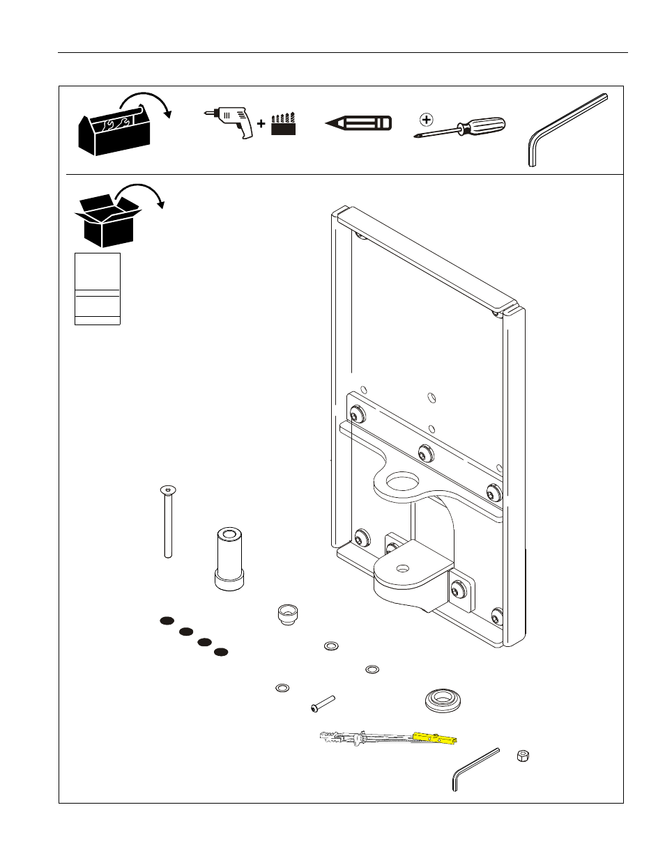 Tools required for installation and parts | CHIEF KSA1018 User Manual | Page 3 / 8