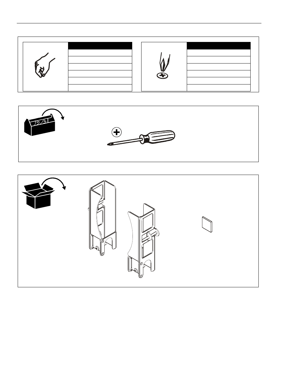 Legend tools required for installation parts | CHIEF FCA102 User Manual | Page 4 / 8