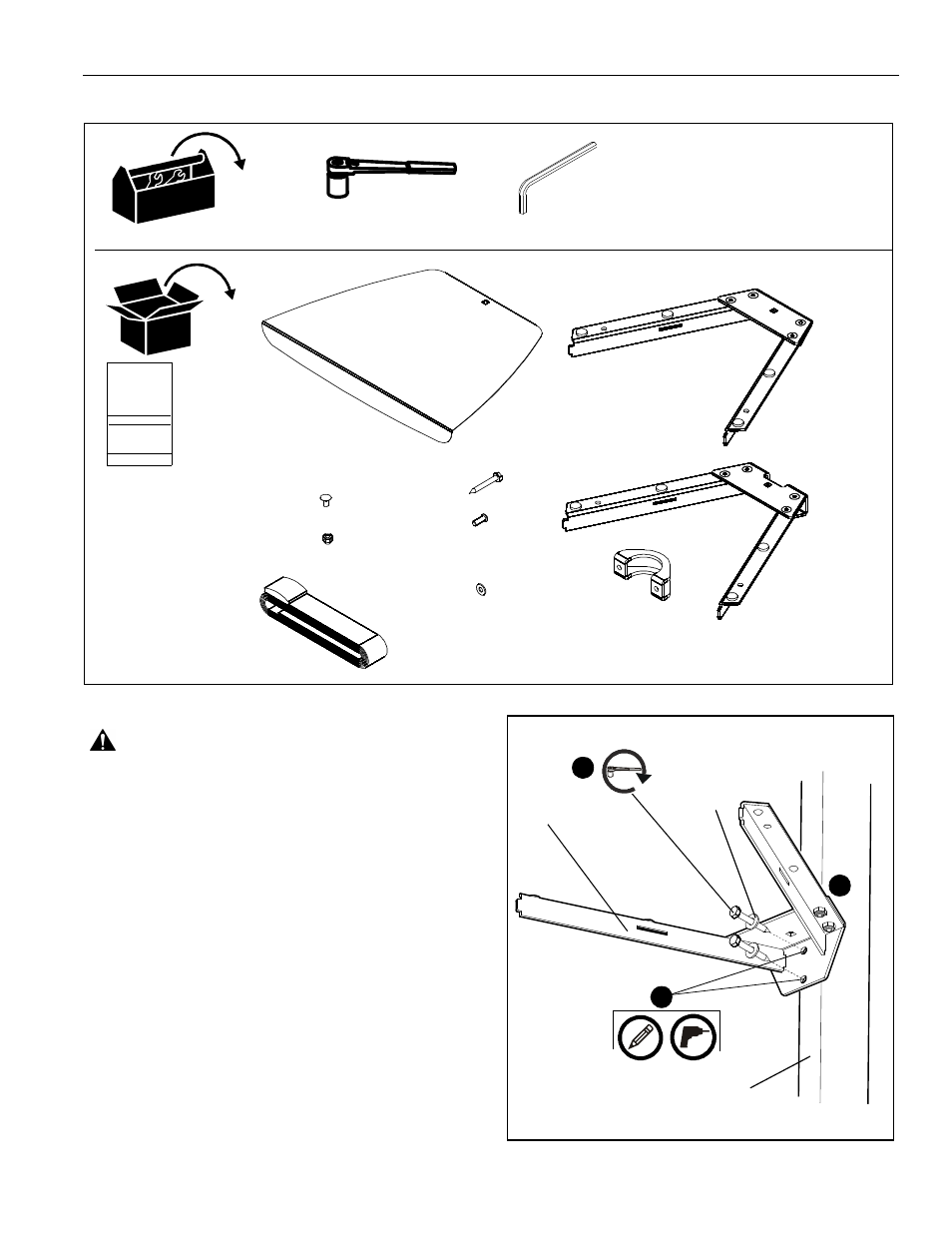 Tools required for installation and parts, Installation | CHIEF PAC101-102-103 User Manual | Page 3 / 8