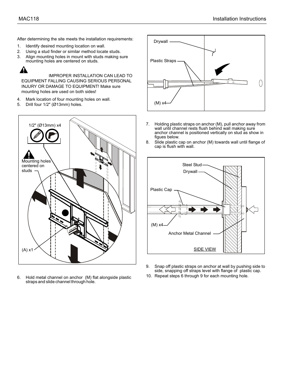 CHIEF MAC118 User Manual | Page 6 / 8