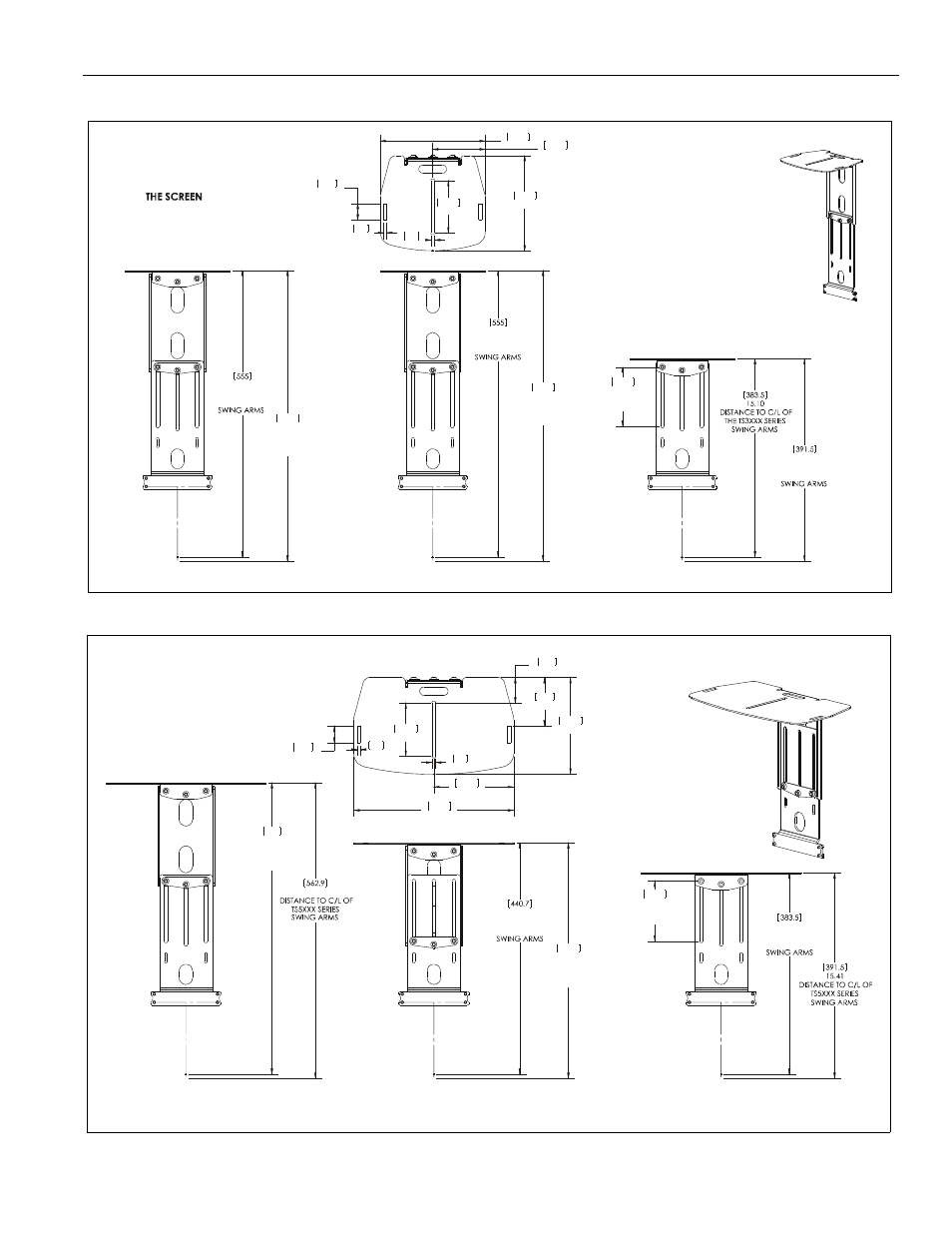 Dimensions (continued), Ta200, Ta250 | CHIEF TA250 User Manual | Page 3 / 12