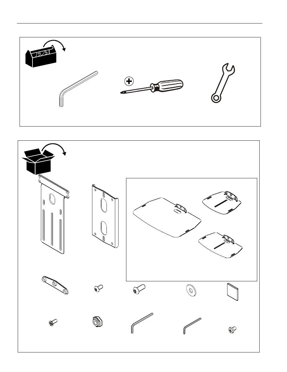 Tools required for installation parts | CHIEF TA250 User Manual | Page 5 / 12