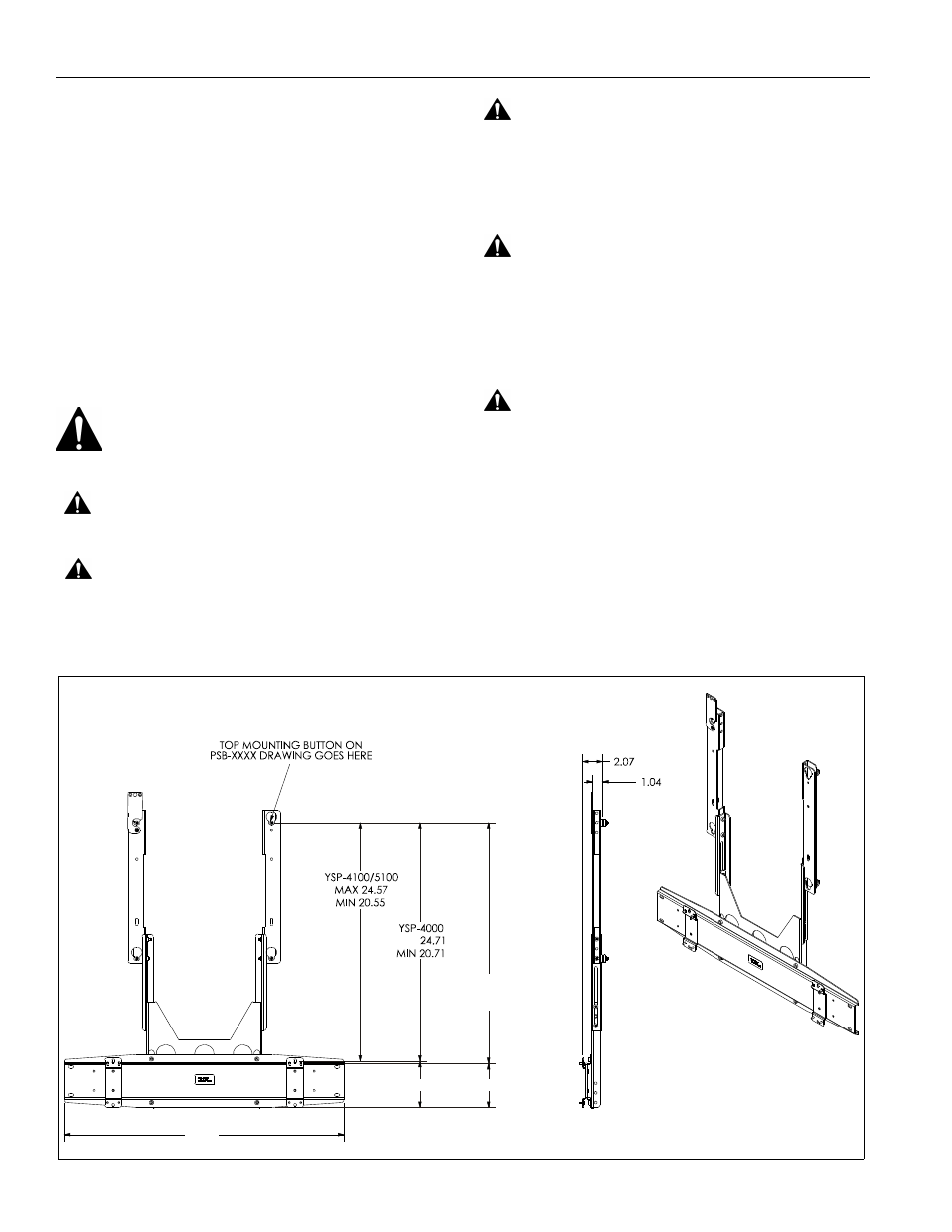 Disclaimer, Important warnings and cautions, Dimensions | CHIEF PACY3 User Manual | Page 2 / 8