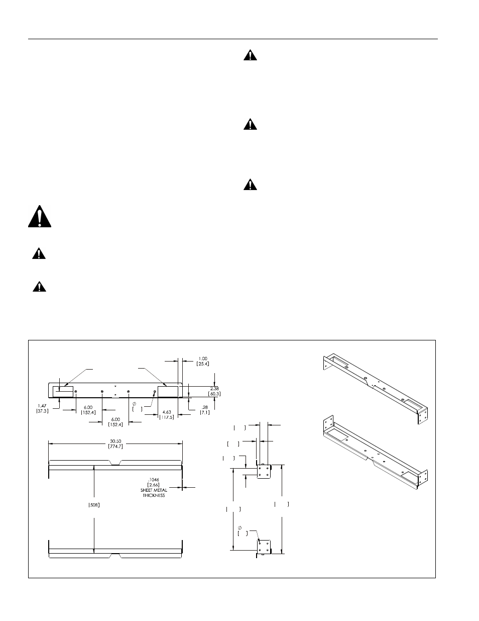 Disclaimer, Important warnings and cautions, Dimensions | Pachfk2 installation instructions 2 | CHIEF PACHFK2 User Manual | Page 2 / 8