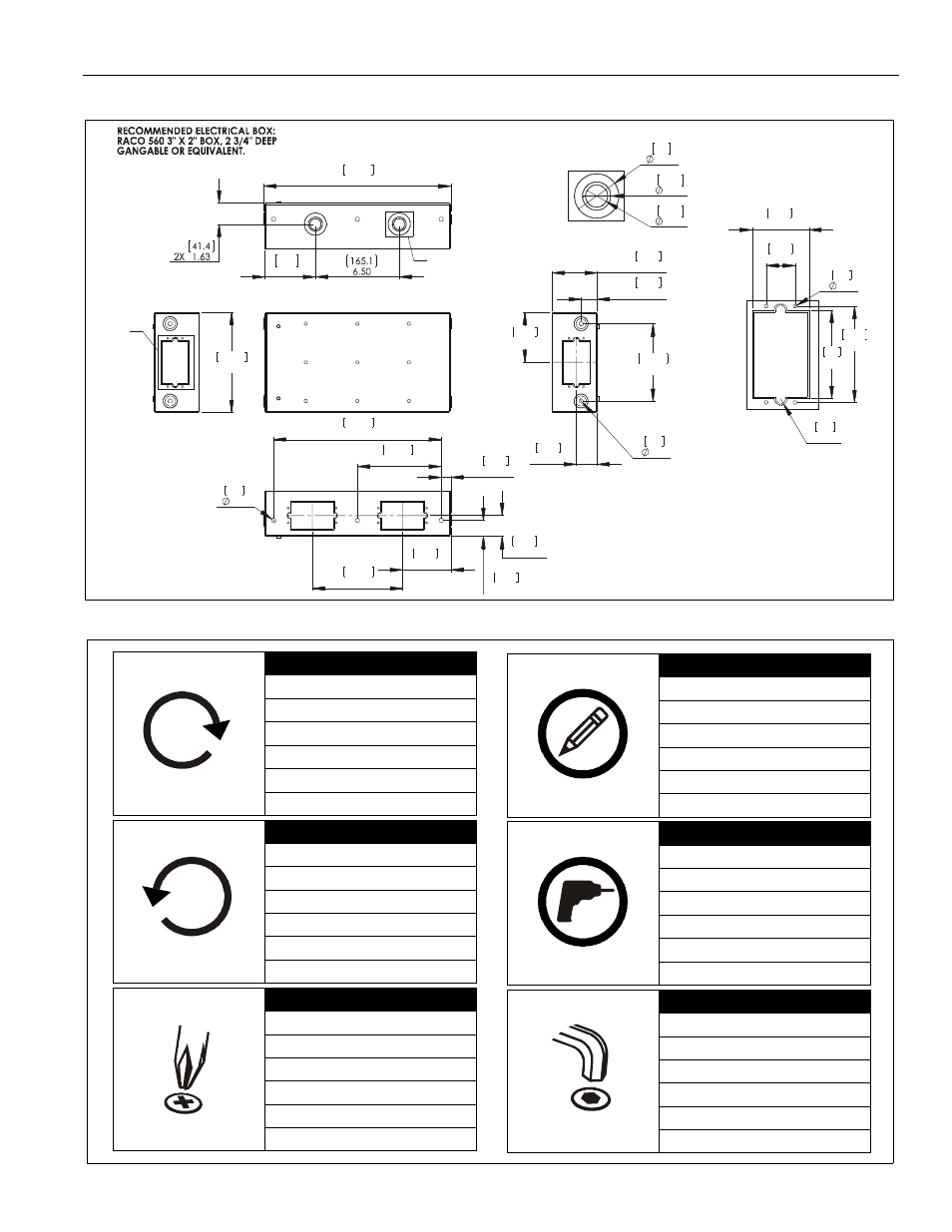 Dimensions legend, Installation instructions pac522 3 | CHIEF PAC522 User Manual | Page 3 / 8