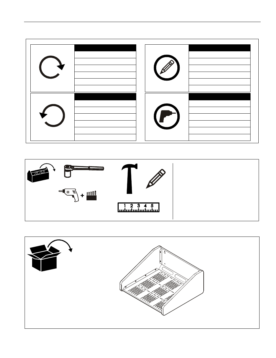 Legend tools and hardware parts for installation | CHIEF NAWS1 User Manual | Page 3 / 8