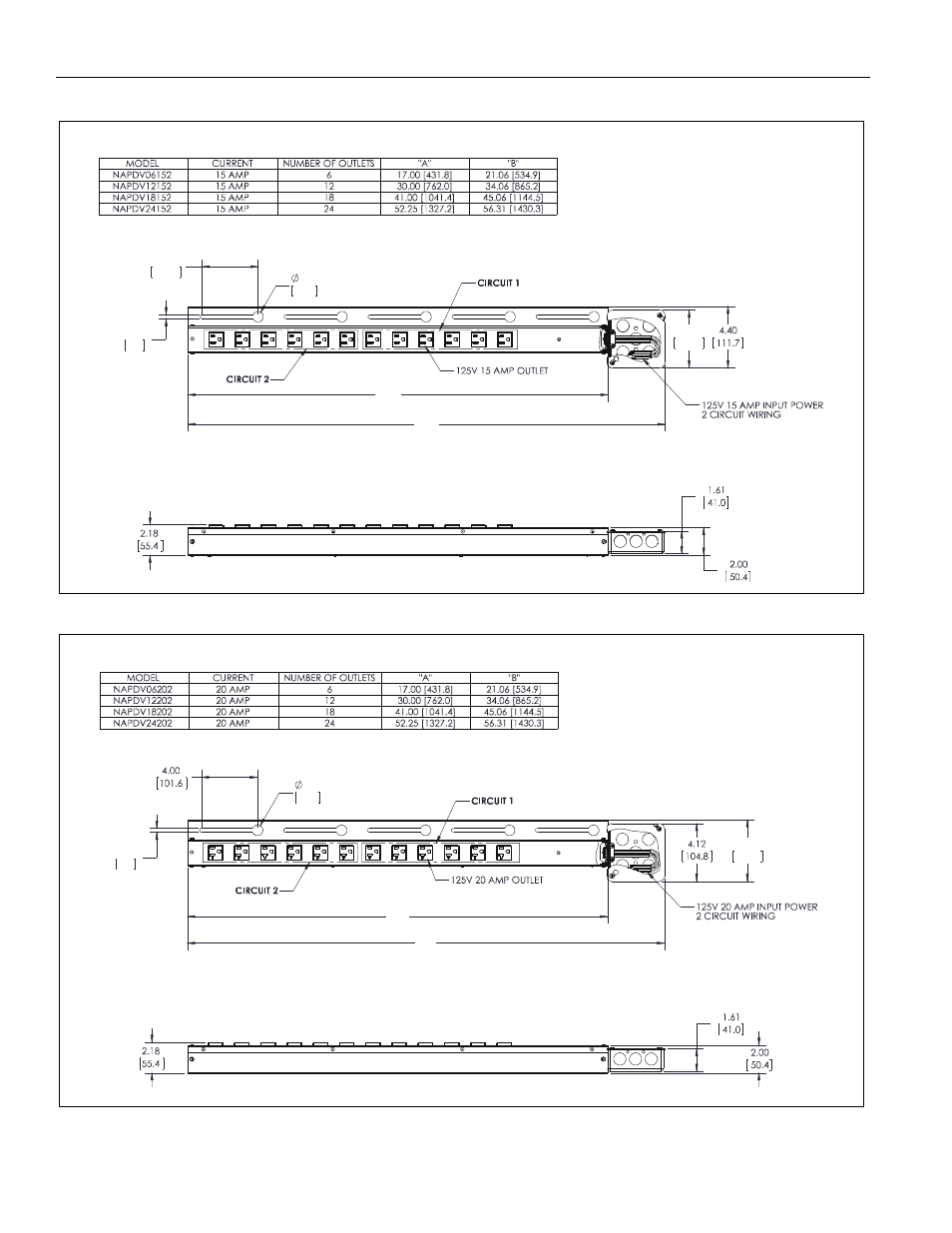 Dimensions/specifications (continued) napdvxx152, Napdvxx202, Napdv series installation instructions 4 | CHIEF NAPDV_SERIES User Manual | Page 4 / 12