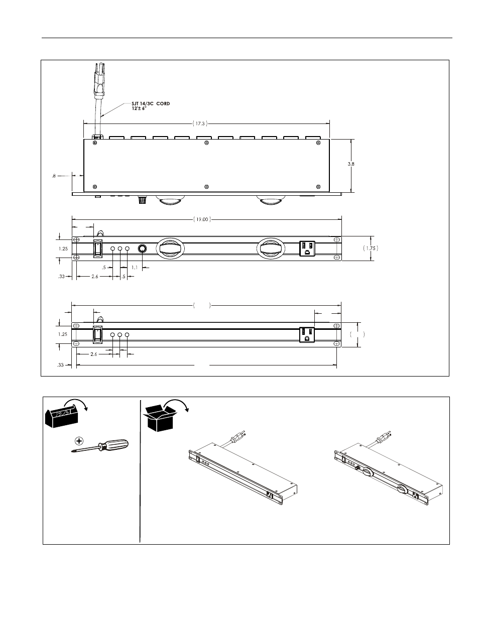 Dimensions tools / hardware / parts, Napdh11 napdh11l | CHIEF NAPDH11_NAPDH11L User Manual | Page 3 / 12