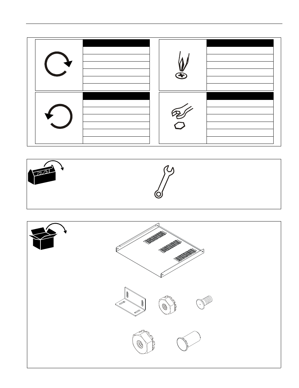Legend tools required for installation parts | CHIEF ROTRS User Manual | Page 3 / 8
