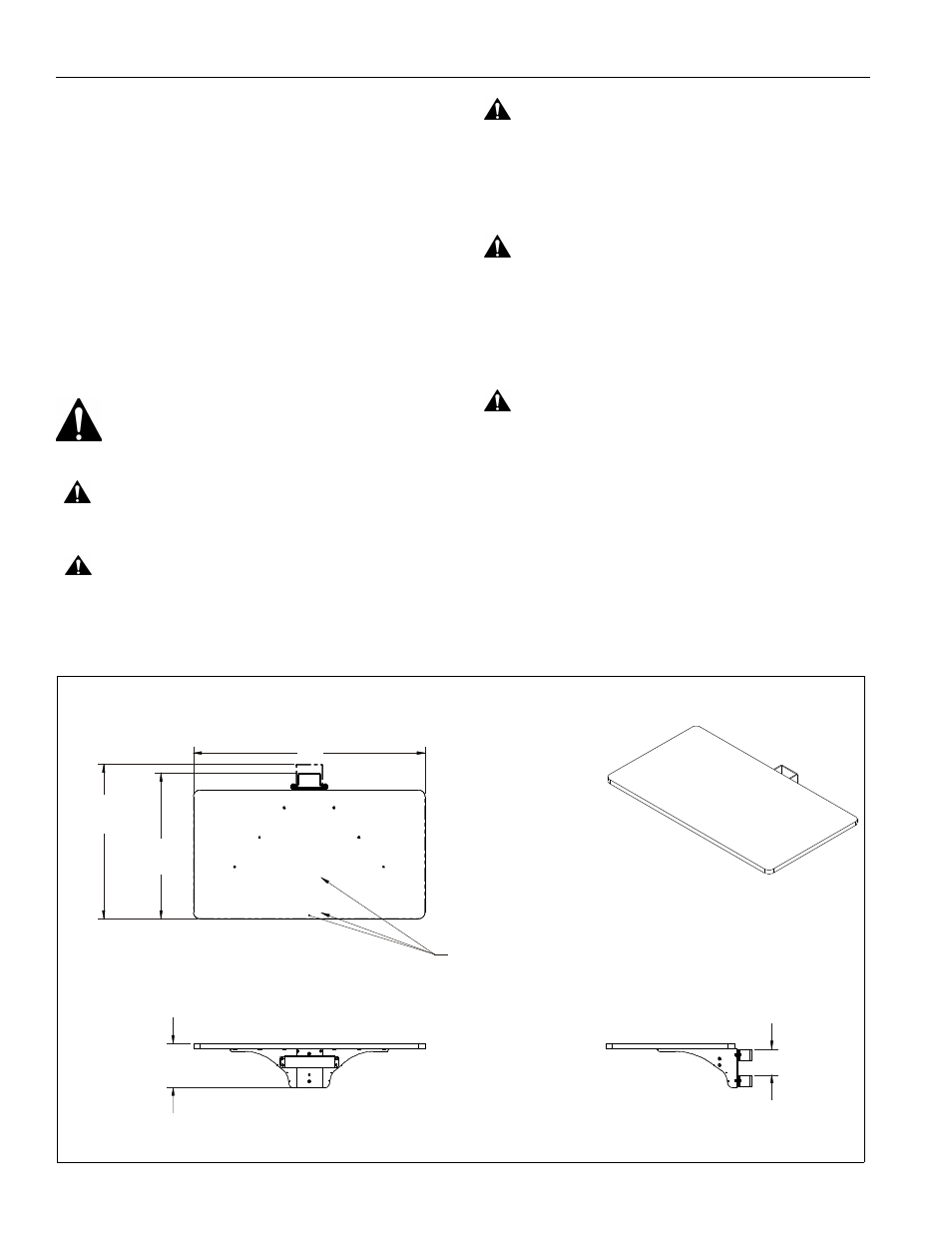 Disclaimer, Important warnings and cautions, Dimensions | CHIEF QMP1T User Manual | Page 2 / 8