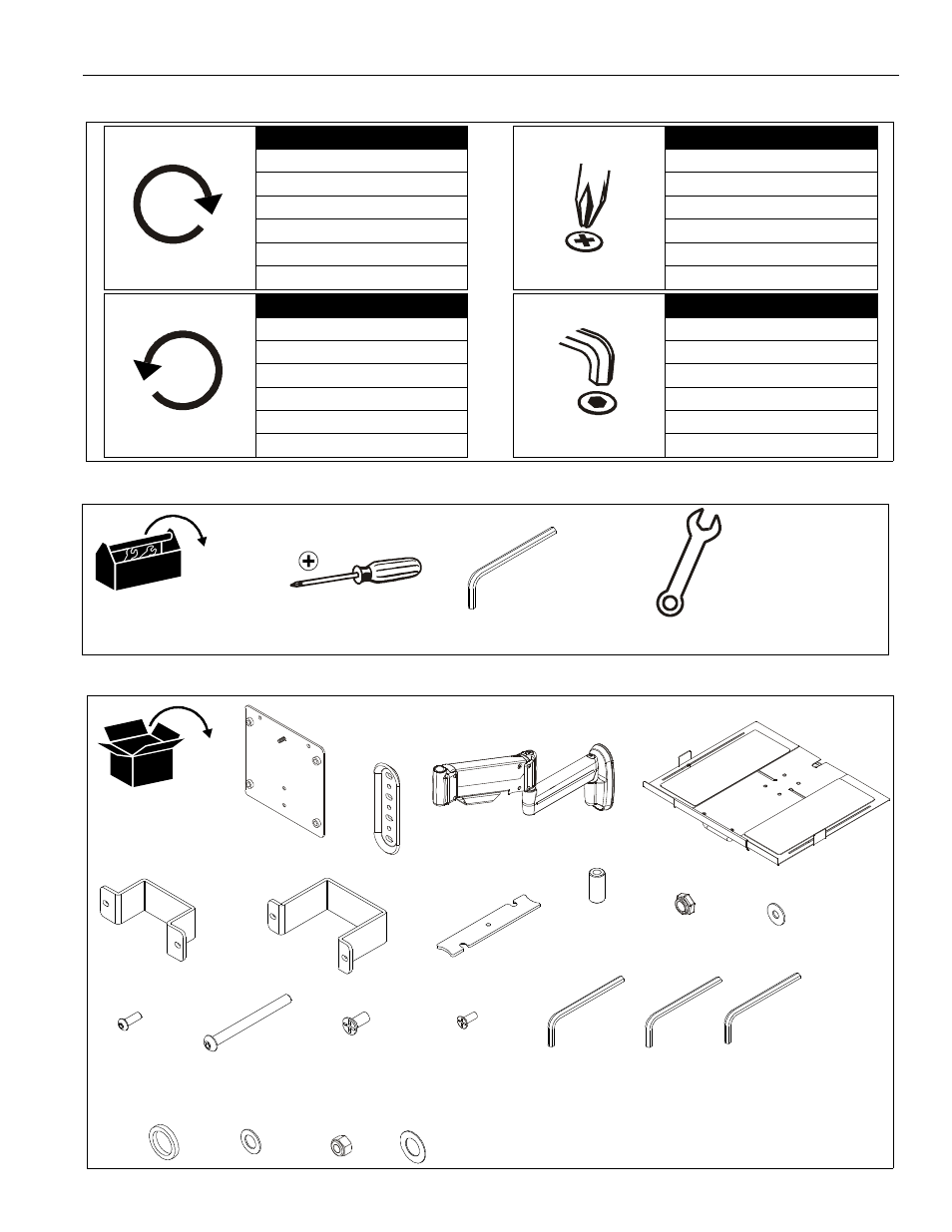 Legend tools required for installation parts | CHIEF QMP1L User Manual | Page 3 / 8