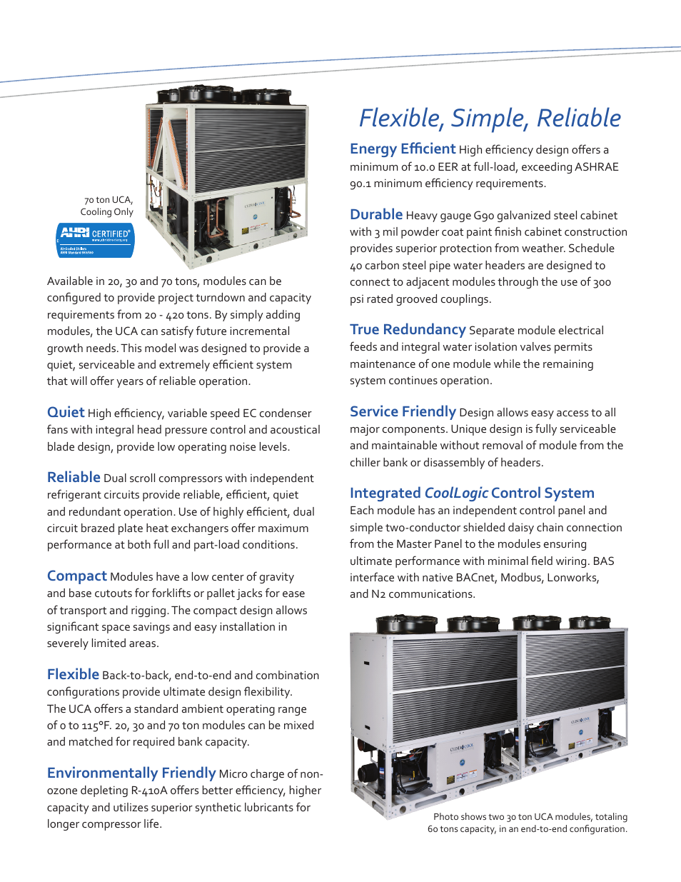 Flexible, simple, reliable | ClimaCool UCA Air Cooled Packaged User Manual | Page 2 / 6