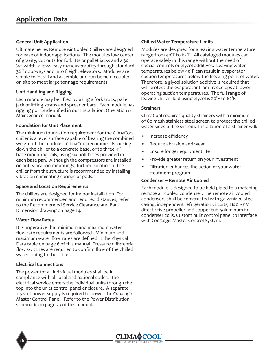Application data | ClimaCool UCR Remote Air Cooled User Manual | Page 18 / 32