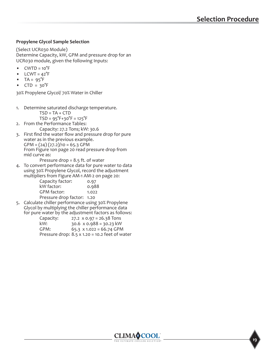 Selection procedure | ClimaCool UCR Remote Air Cooled User Manual | Page 21 / 32