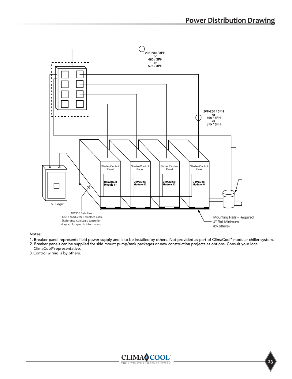 Power distribution drawing | ClimaCool UCR Remote Air Cooled User Manual | Page 25 / 32