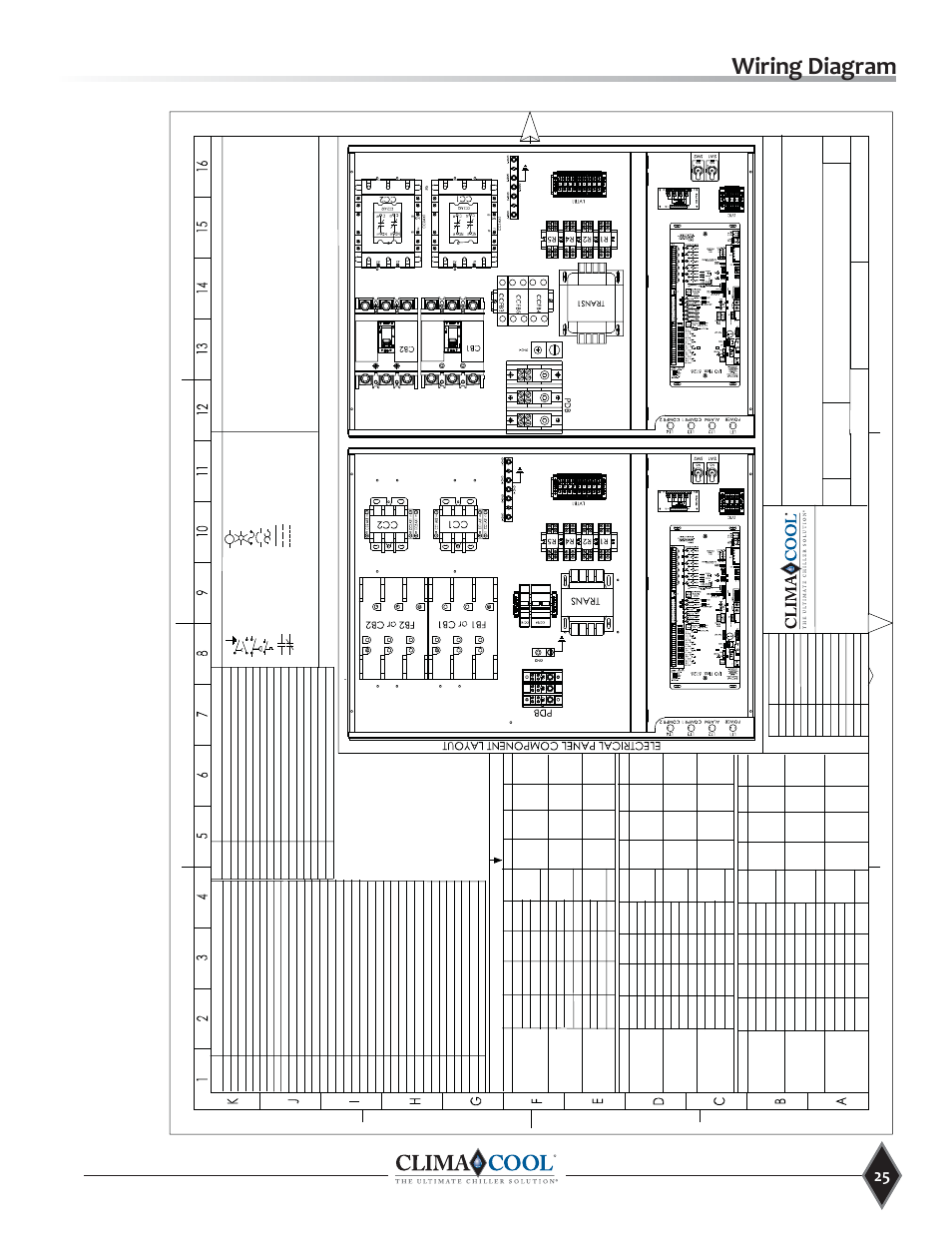 Wiring diagram, Model family: ucr, Elec. diagram module power & full micro controller | Cel-ucrxxxa(h/f/n)-2e.dwg, Legend, Description, Code, Descrip ti o n code | ClimaCool UCR Remote Air Cooled User Manual | Page 27 / 32