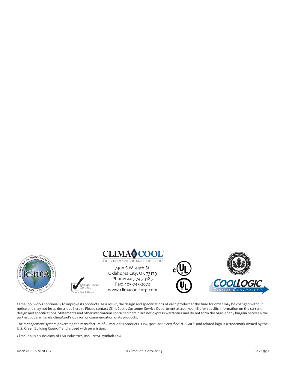 ClimaCool UCR Remote Air Cooled User Manual | Page 32 / 32