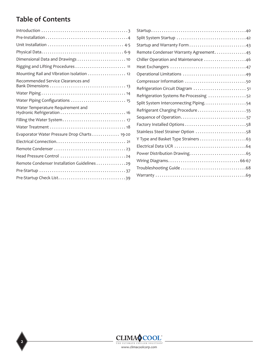 ClimaCool UCR 30, 50 and 70 tons Manual User Manual | Page 2 / 69