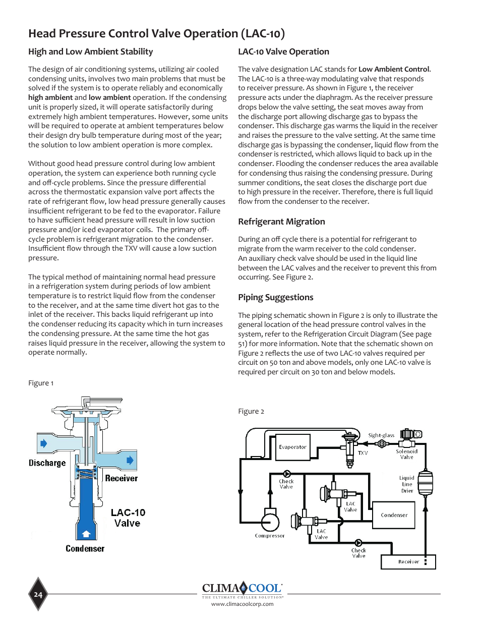 Head pressure control valve operation (lac-10) | ClimaCool UCR 30, 50 and 70 tons Manual User Manual | Page 24 / 69