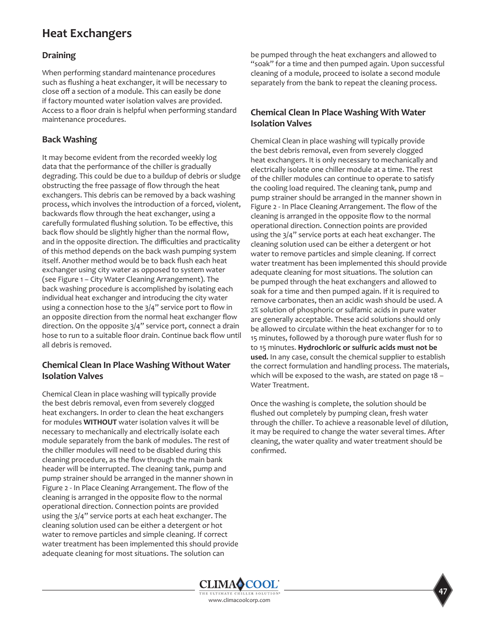 Heat exchangers | ClimaCool UCR 30, 50 and 70 tons Manual User Manual | Page 47 / 69