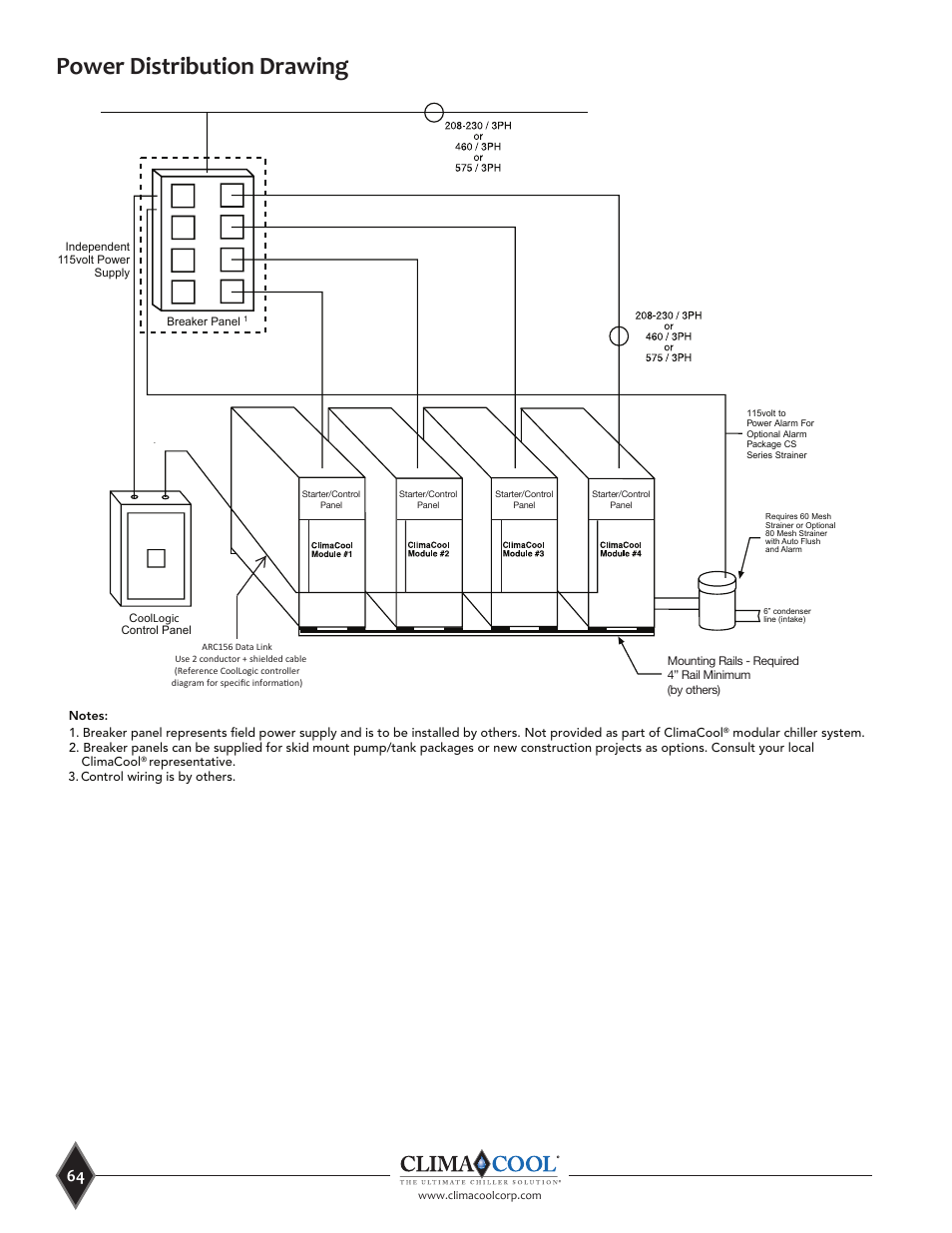 Power distribution drawing | ClimaCool UCR 30, 50 and 70 tons Manual User Manual | Page 64 / 69