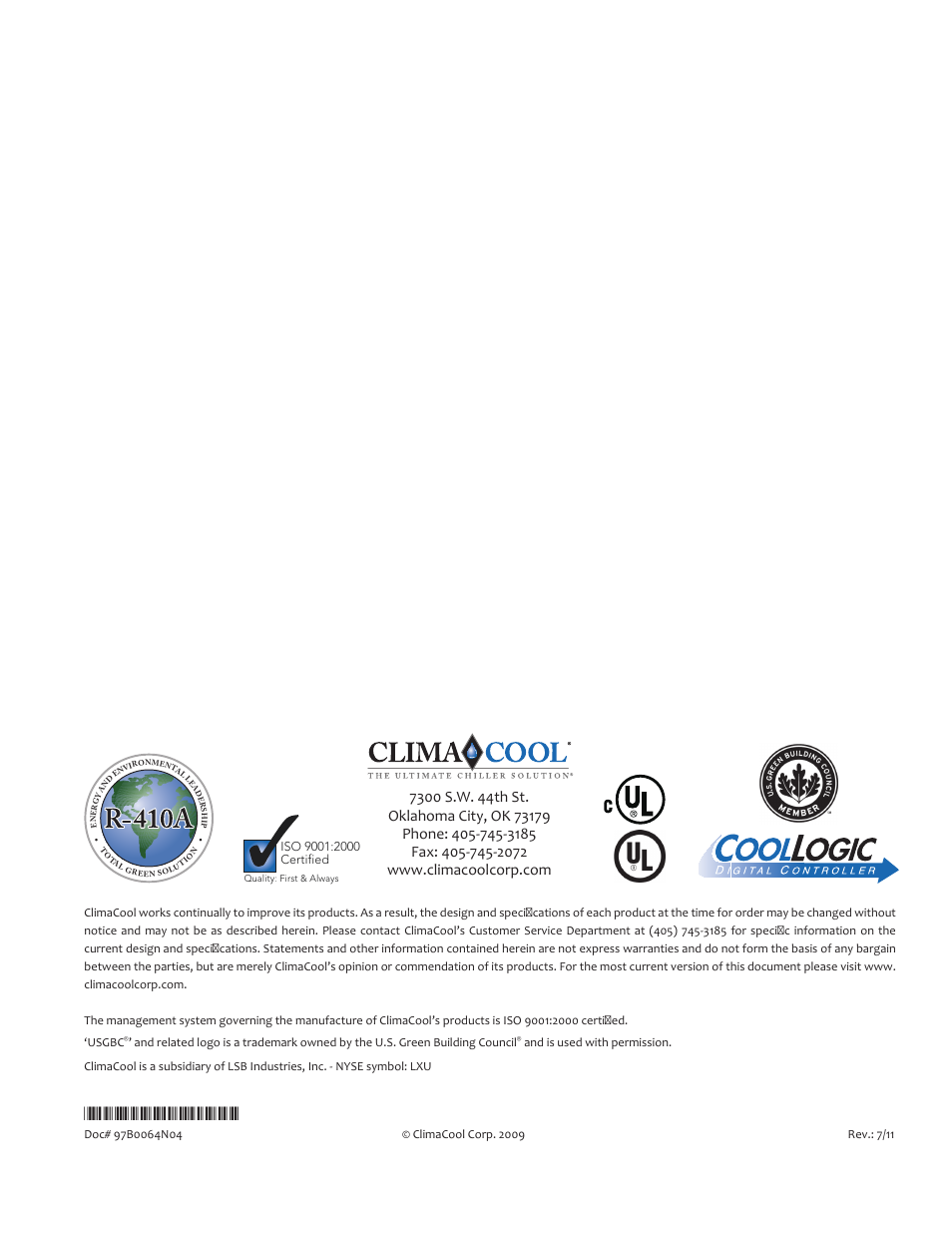 ClimaCool UCR 30, 50 and 70 tons Manual User Manual | Page 69 / 69