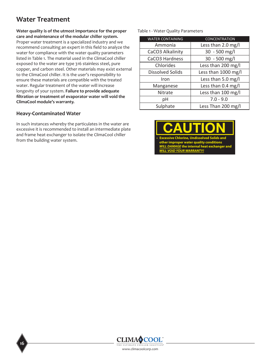 Water treatment | ClimaCool UCA Manual User Manual | Page 16 / 46