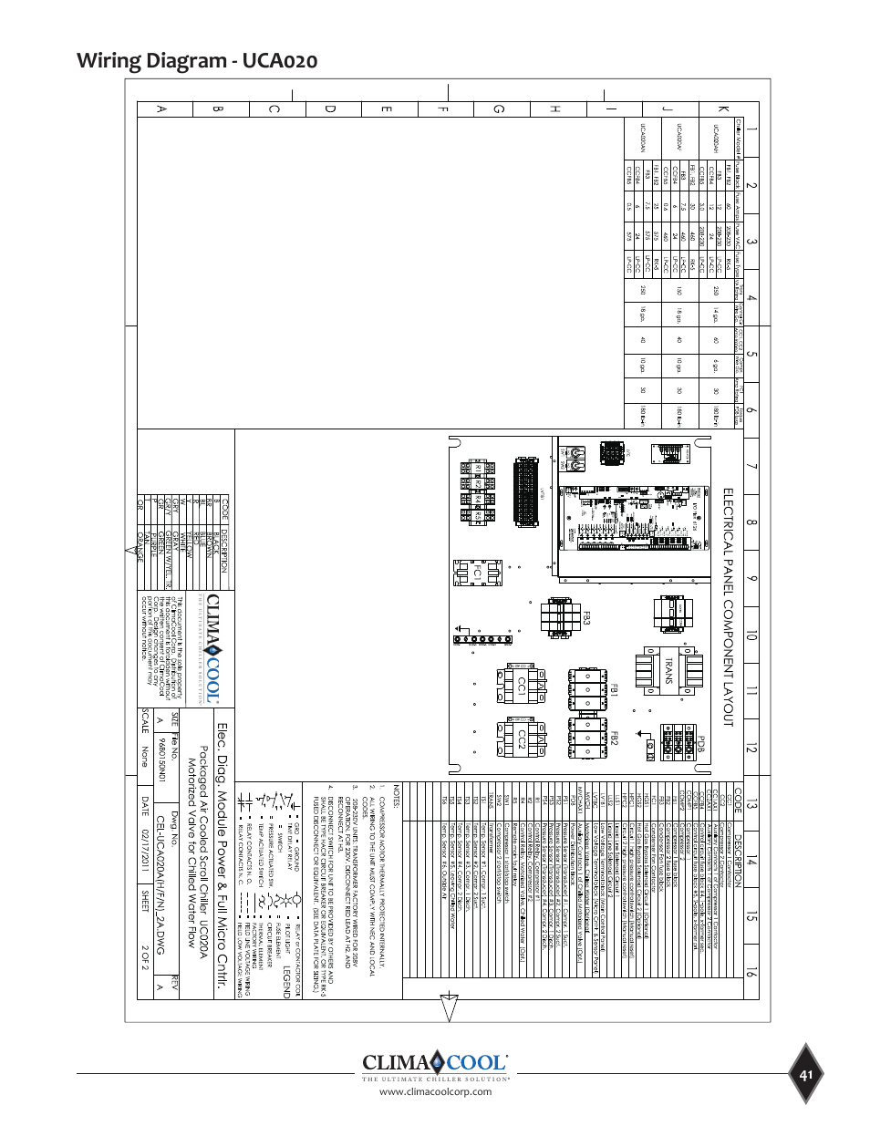 Wiring diagram - uca020 | ClimaCool UCA Manual User Manual | Page 41 / 46