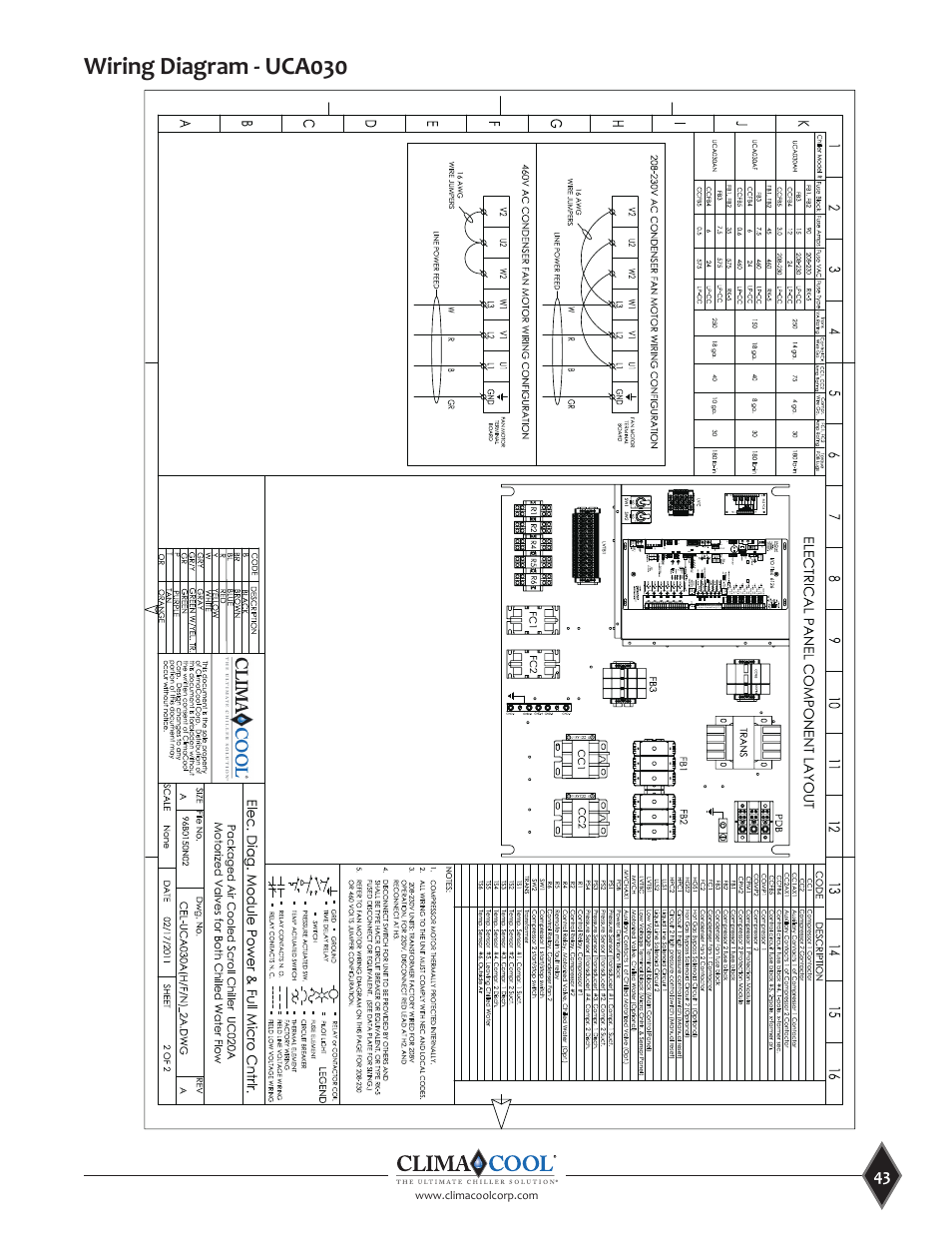 Wiring diagram - uca030 | ClimaCool UCA Manual User Manual | Page 43 / 46