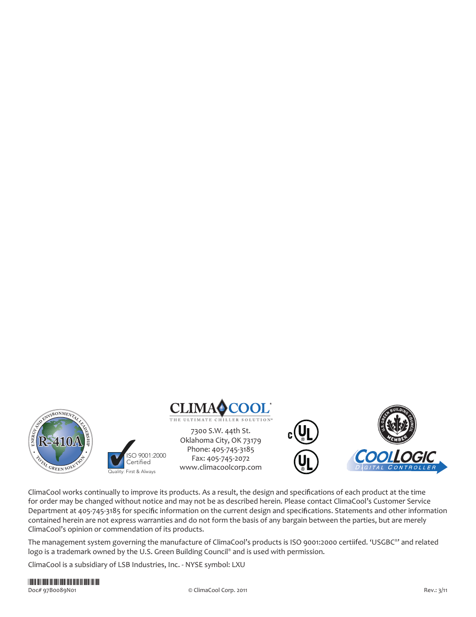 ClimaCool UCA Manual User Manual | Page 46 / 46