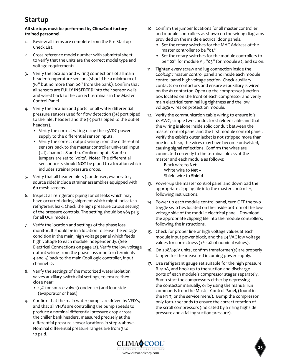 Startup | ClimaCool SHC onDEMAND 30, 50, 70, 85 Manual User Manual | Page 27 / 64