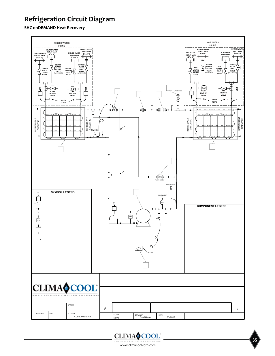 Refrigeration circuit diagram, Shc ondemand heat recovery, Title | ClimaCool SHC onDEMAND 30, 50, 70, 85 Manual User Manual | Page 37 / 64