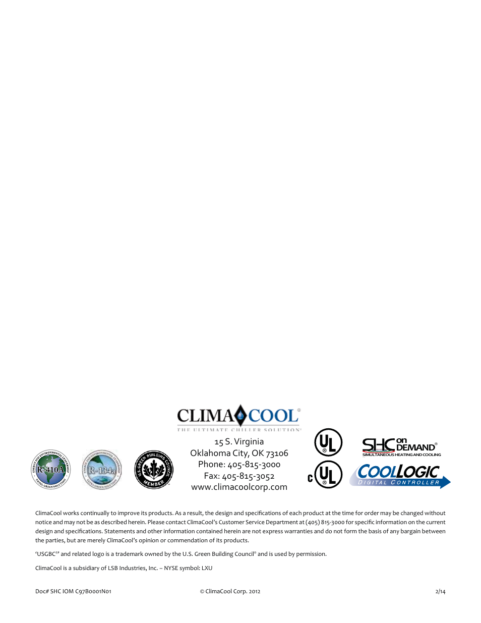 ClimaCool SHC onDEMAND 30, 50, 70, 85 Manual User Manual | Page 64 / 64