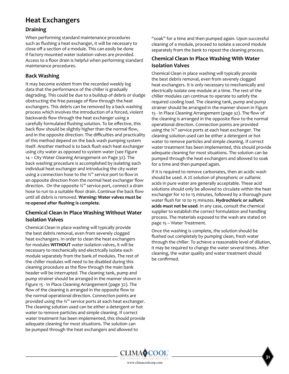 Heat exchangers | ClimaCool UCW_H 30, 50, 70, 85 User Manual | Page 33 / 63