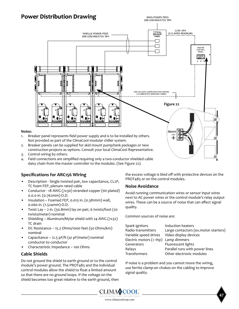 Power distribution drawing | ClimaCool UCW_H 30, 50, 70, 85 User Manual | Page 49 / 63