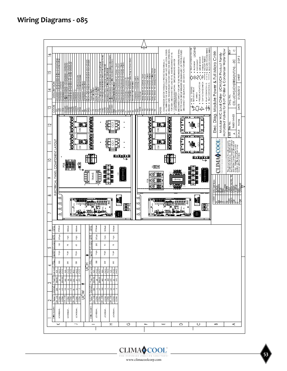 Wiring diagrams - 085 | ClimaCool UCW_H 30, 50, 70, 85 User Manual | Page 55 / 63