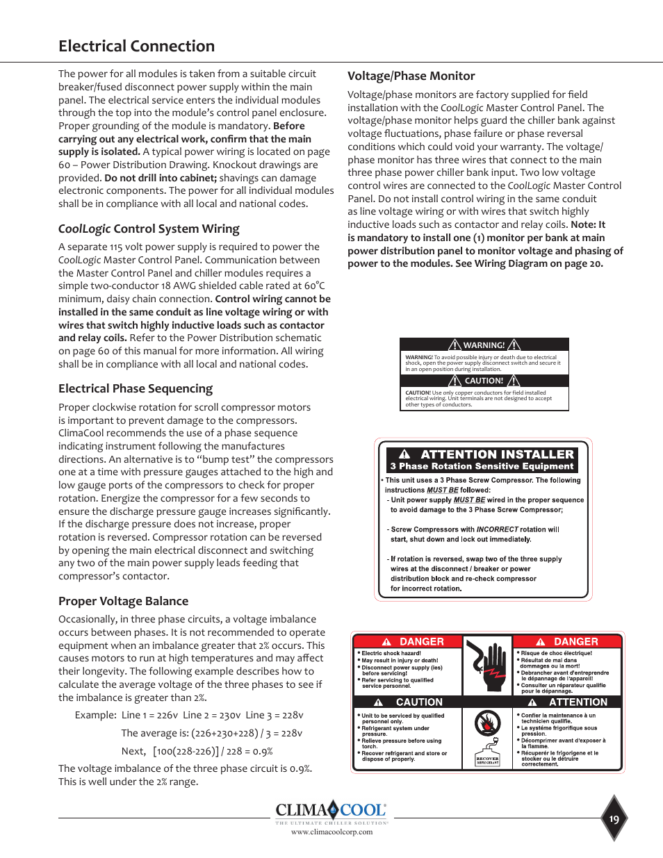 Electrical connection | ClimaCool UGW Manual User Manual | Page 21 / 68