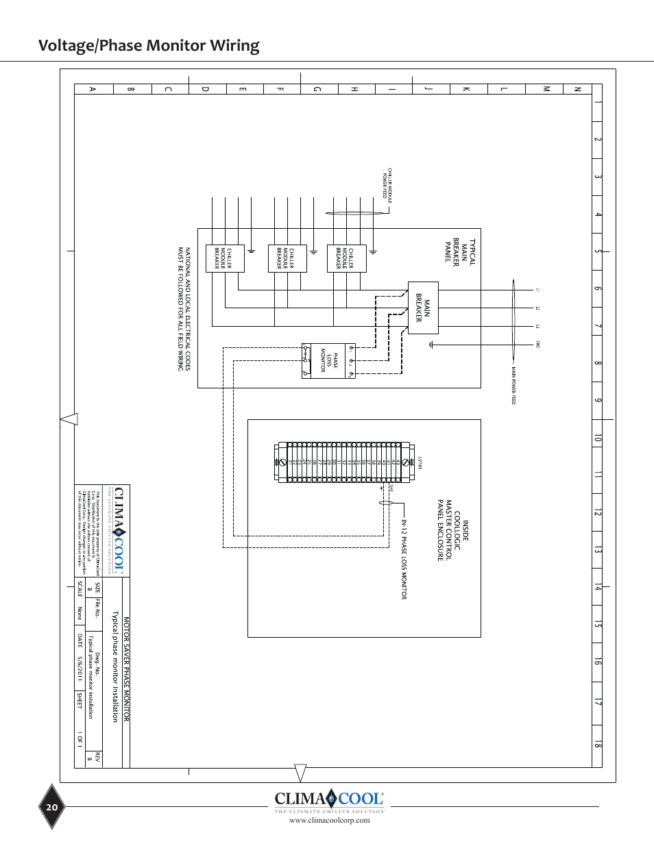 Voltage/phase monitor wiring | ClimaCool UGW Manual User Manual | Page 22 / 68