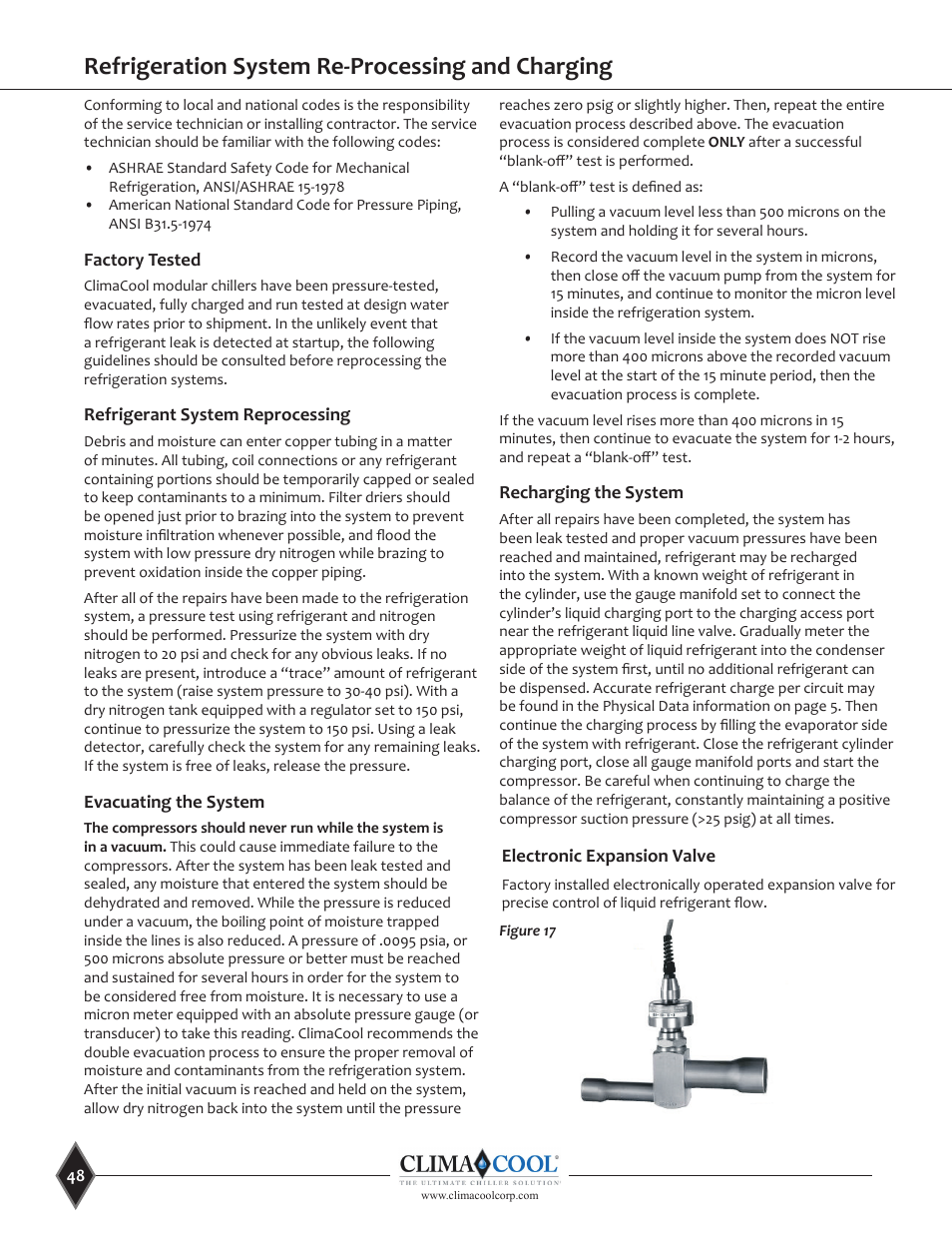 Refrigeration system re-processing and charging | ClimaCool UGW Manual User Manual | Page 50 / 68