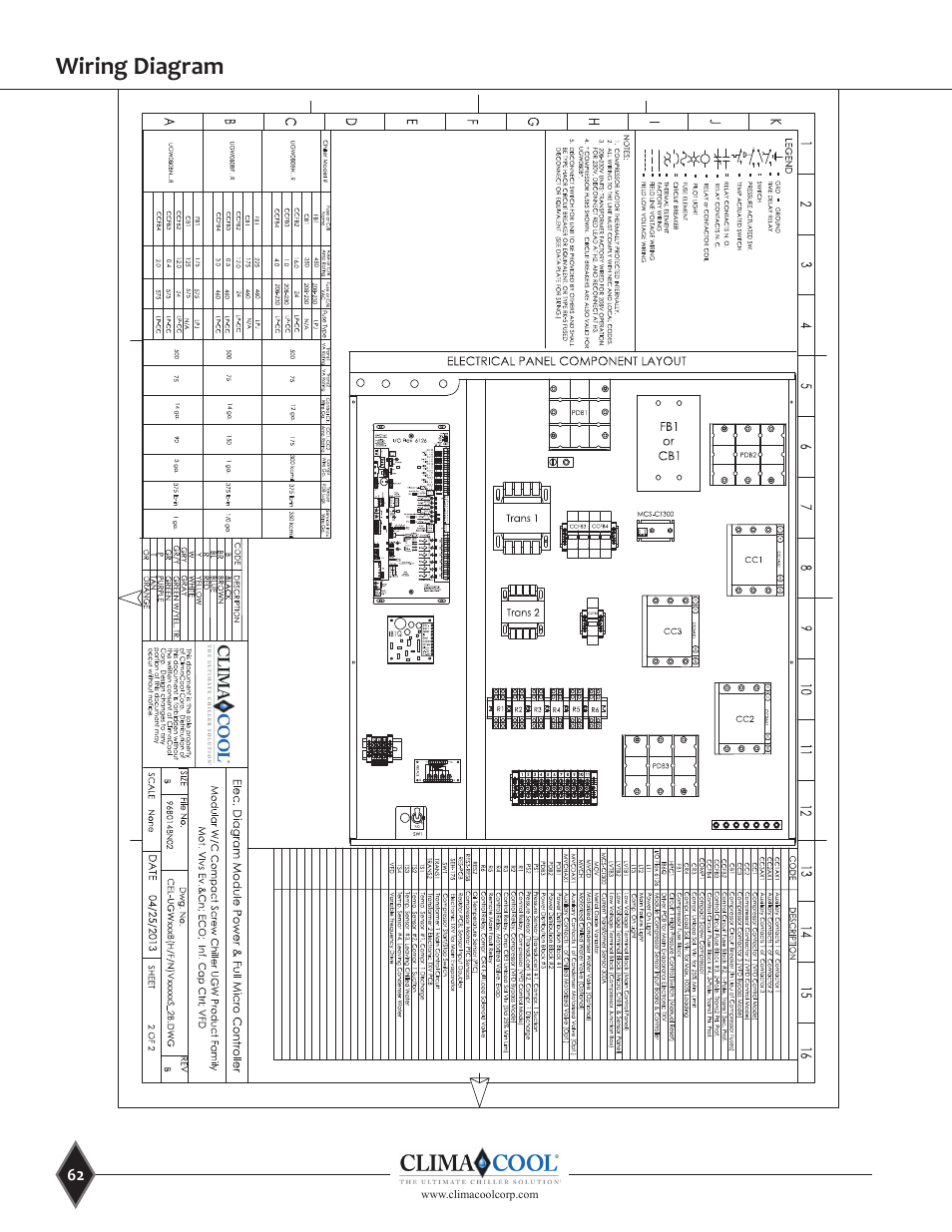Wiring diagram | ClimaCool UGW Manual User Manual | Page 64 / 68