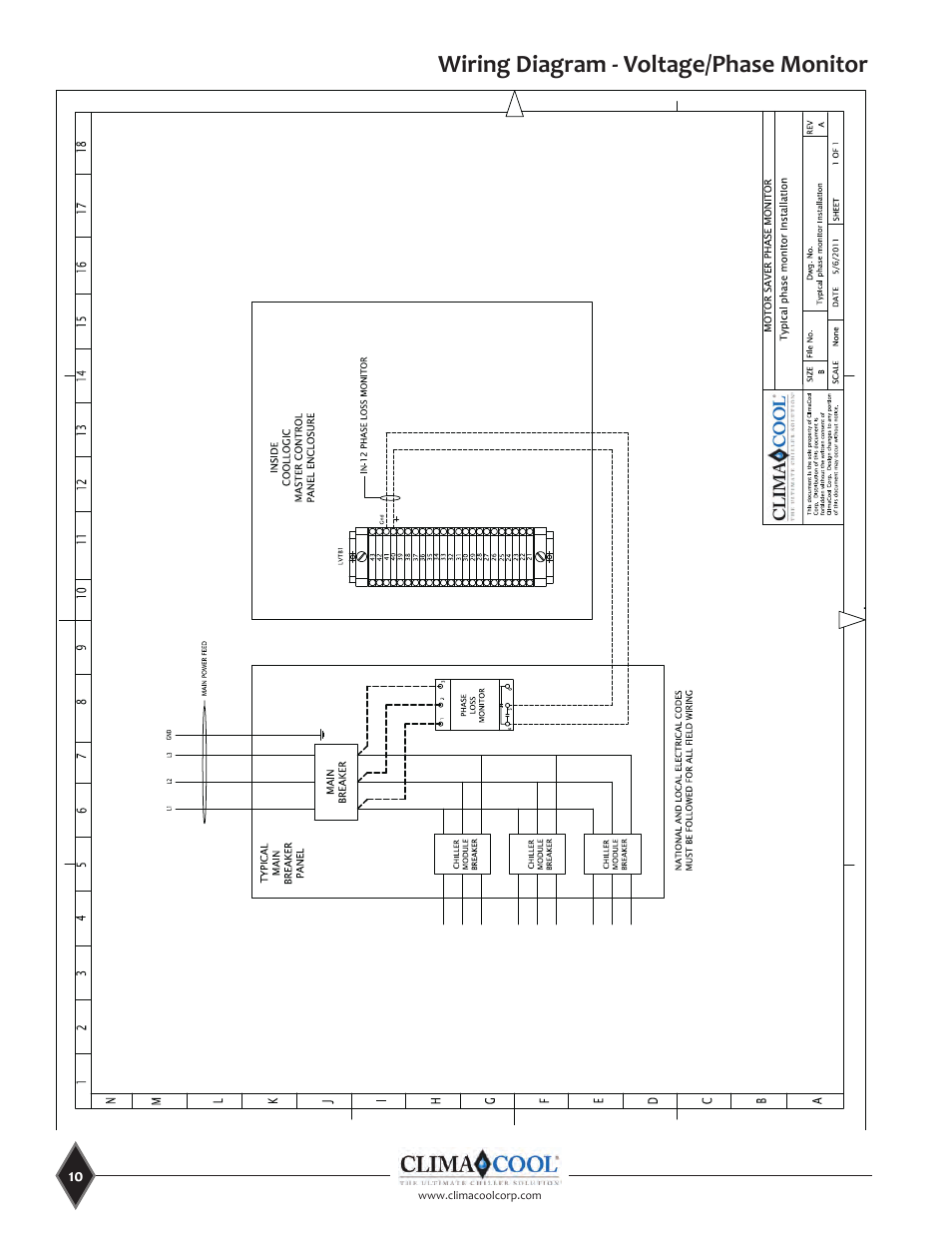 Wiring diagram - voltage/phase monitor | ClimaCool CoolLogic Control System User Manual | Page 10 / 25